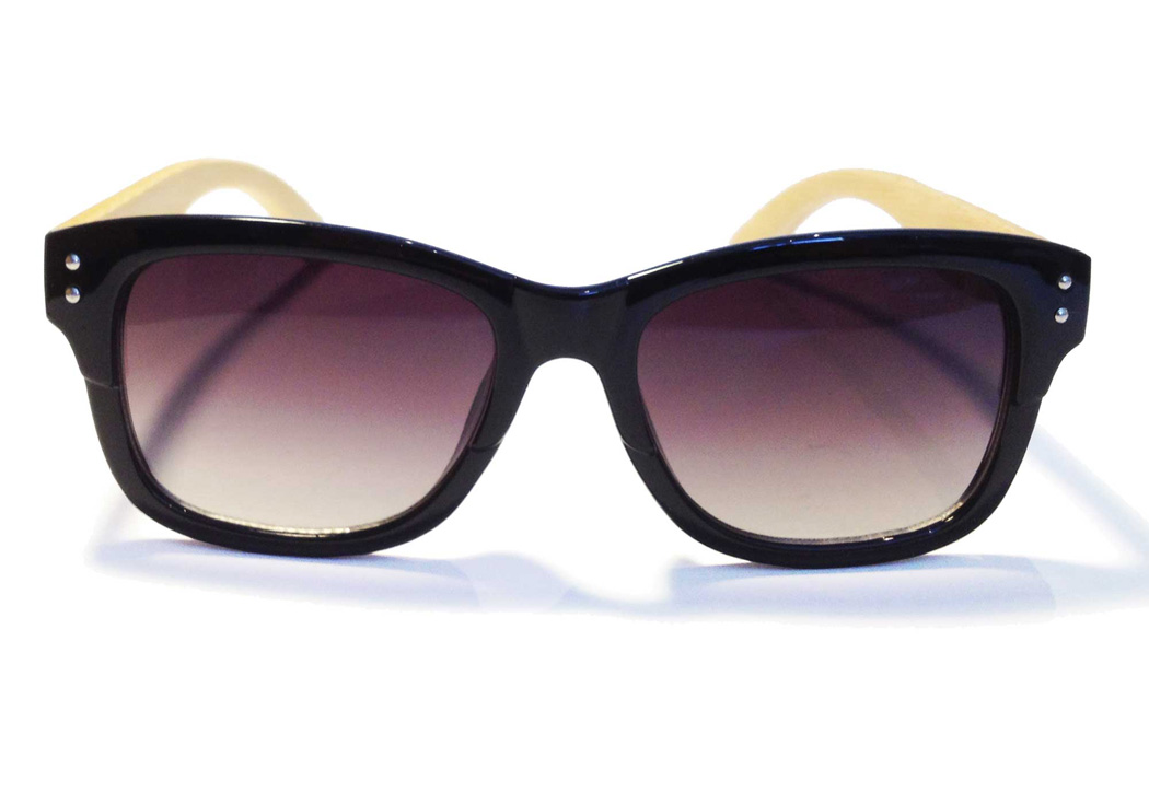 bamboo wayfarer sunglasses red quarter front view