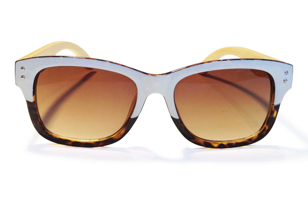 bamboo wayfarer sunglasses tortoise front view
