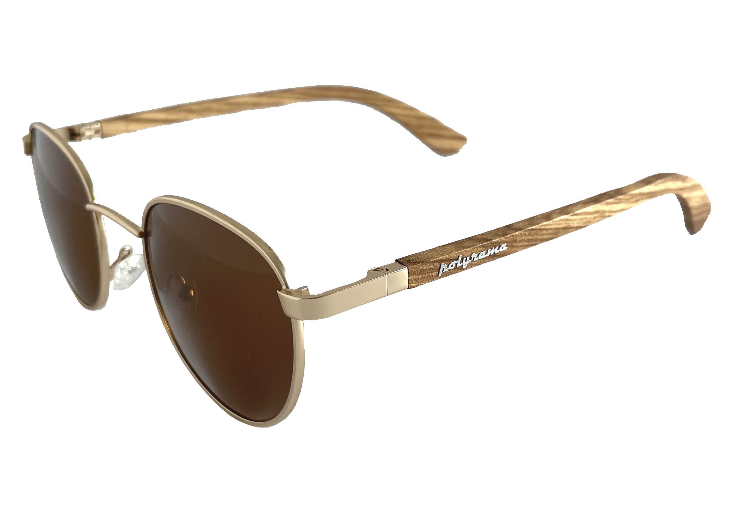 round metal and wood sunglasses