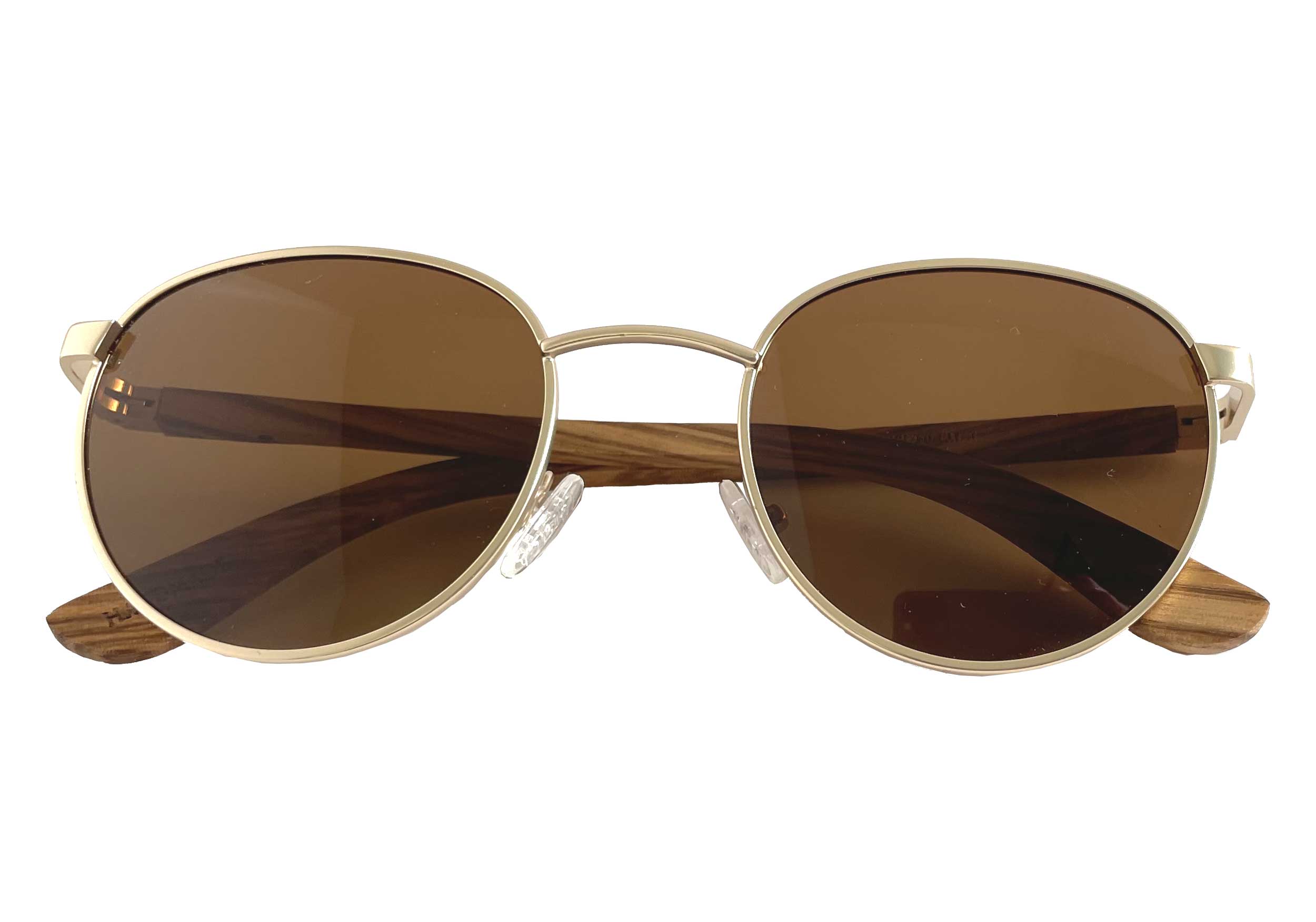 round metal and wood sunglasses