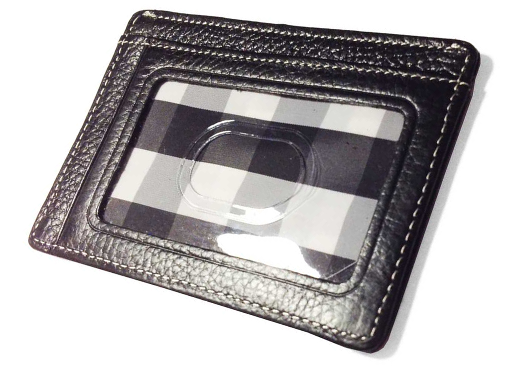 slim wallet plaid front
