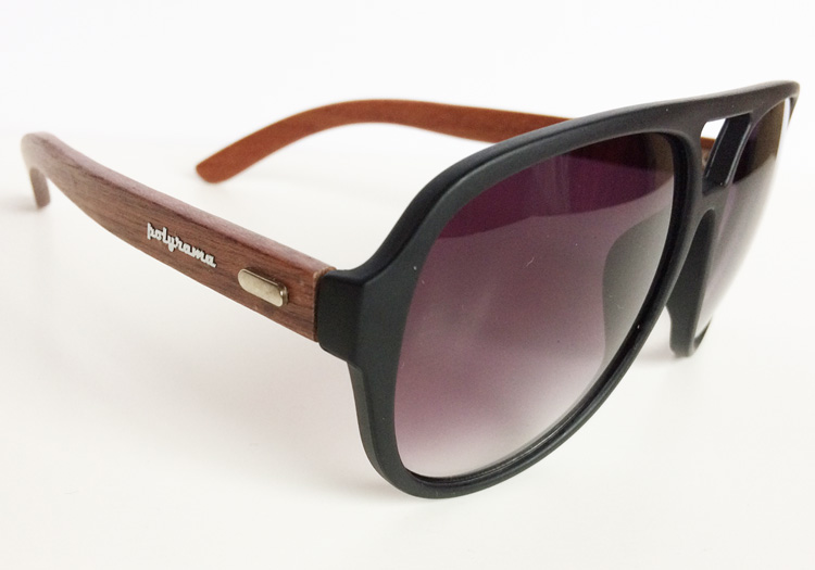 Wooden Aviator Sunglasses Black Frame