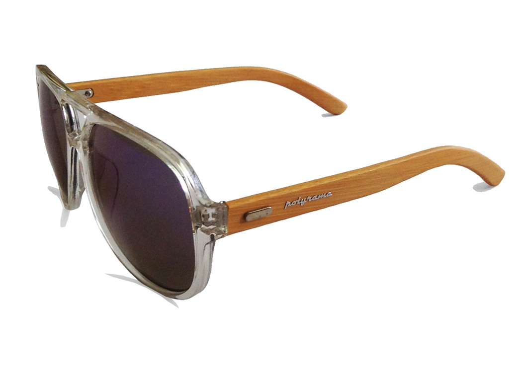 wooden aviator sunglasses clear quarter view
