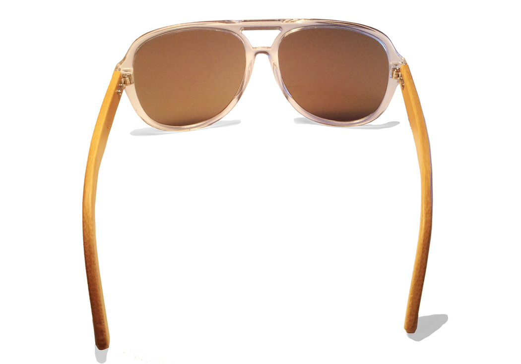 wooden aviator sunglasses clear inside view